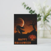 Halloween-kaart met pompoen en scarecrow briefkaart (Staand voorkant)