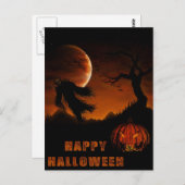 Halloween-kaart met pompoen en scarecrow briefkaart (Voorkant / Achterkant)