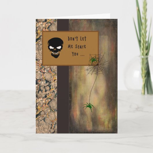 Halloween Kaart met skelet en spinnen (Voorkant)
