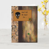 Halloween Kaart met skelet en spinnen (Gele Bloem)