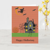 Halloween Kaart met Spooky House (Gele Bloem)