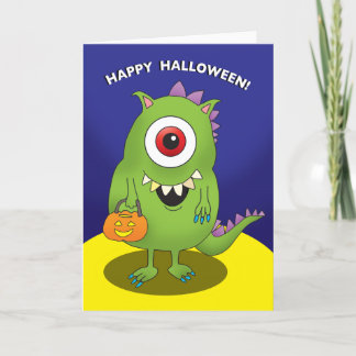 Halloween-kaart - Monster met groot oog, grappige Feestdagen Kaart
