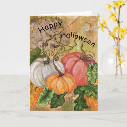Halloween Kaart Pompoenen - Schilderen (Gele Bloem)