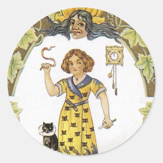  Halloween-kaart Ronde Sticker (Voorkant)