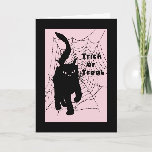 Halloween Kaart, Trick or treat Cat Kaart (Voorkant)