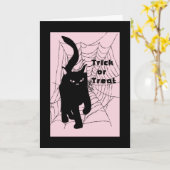 Halloween Kaart, Trick or treat Cat Kaart (Gele Bloem)