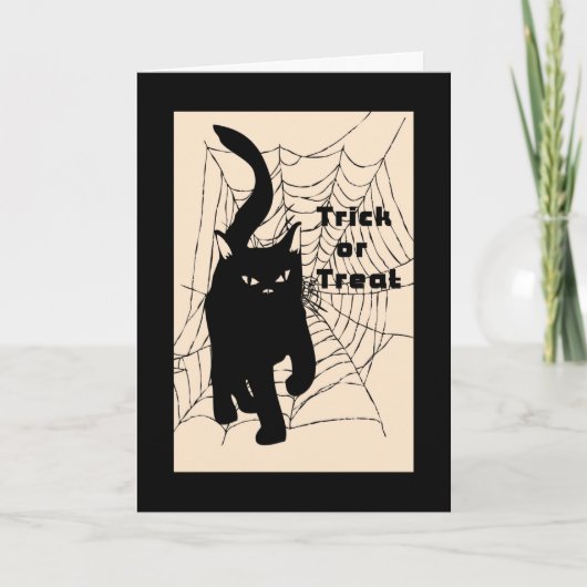 Halloween Kaart, Trick or treat Cat Kaart (Voorkant)