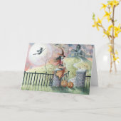 Halloween Kaart 'Trick or treat' heks (Gele Bloem)