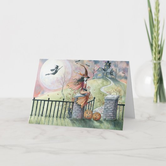 Halloween Kaart 'Trick or treat' heks (Voorkant)
