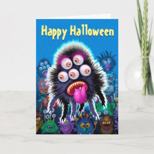 Halloween Kaart uitnodiging MONSTER PARTY leuk eng