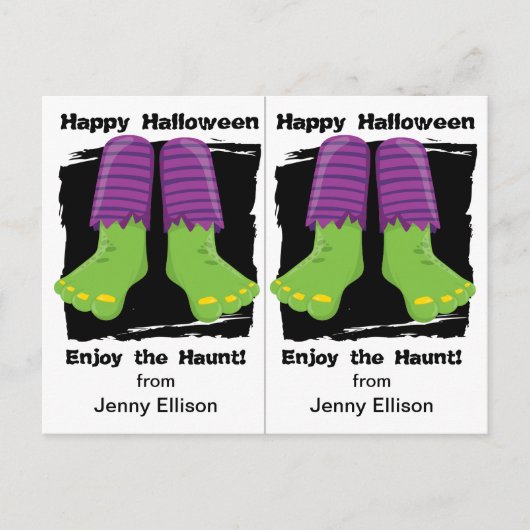 Halloween-Kaart van de Haunted Monster Feet School Briefkaart (Voorkant)