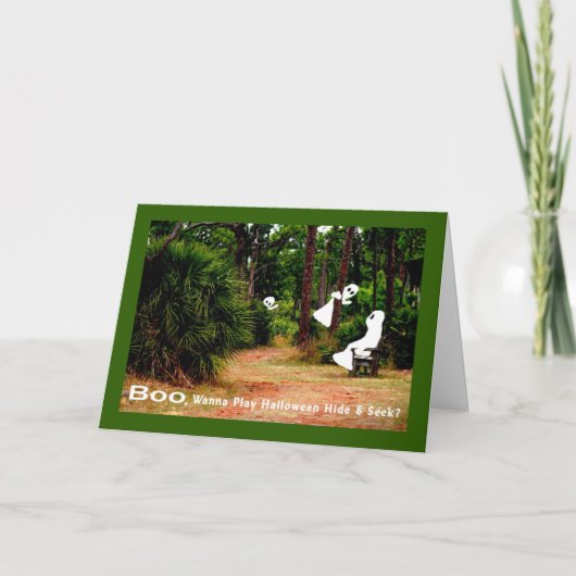 Halloween Kaart, Verbergen en zoeken met hosts Kaart (Voorkant)