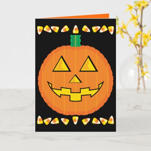 Halloween Kaart voor kinderen (Gele Bloem)