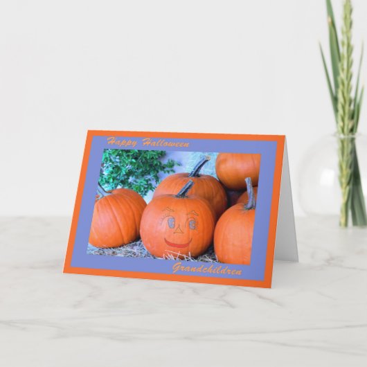 Halloween Kaart voor kleinkinderen, Happy Pumpkin (Voorkant)