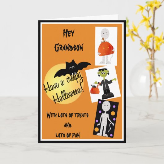 Halloween Kaart voor kleinzoon (Gele Bloem)