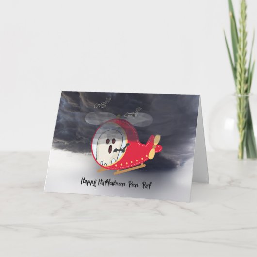 Halloween Kaart voor Pen Pal met Helikopter (Voorkant)