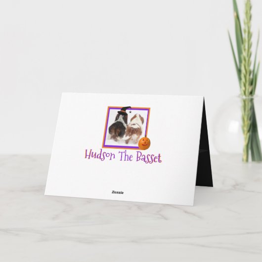 Halloween Kaart W/Funny Schattige Basset Puppy (Achterkant)