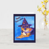 Halloween Kaart - Witch Dog (Gele Bloem)