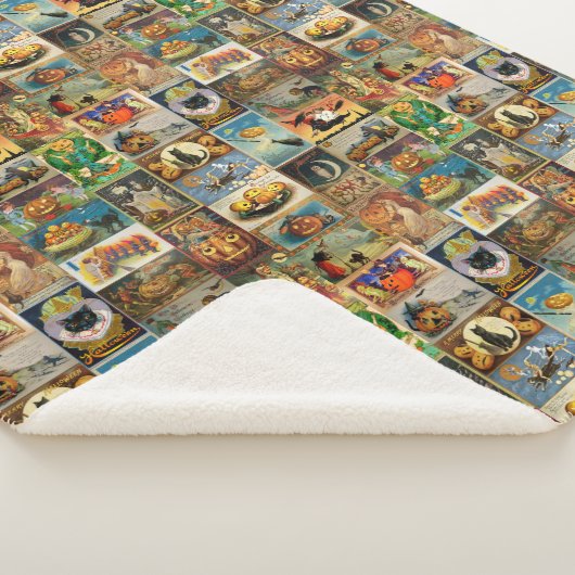 Halloween Kaarten Collage Sherpa Blanket Deken (3/4)
