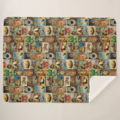 Halloween Kaarten Collage Sherpa Blanket Deken (Voorkant (horizontaal))