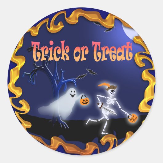 Halloween-kaarten en postkaarten! ronde sticker (Voorkant)
