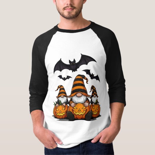 Halloween-kabouter 3/4 mouw raglan T-shirt (Voorkant)