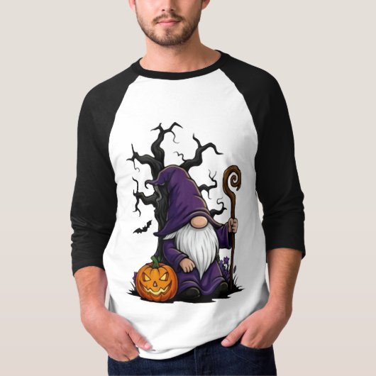 Halloween Kabouter 3/4 Mouwen Raglan T-Shirt (Voorkant)