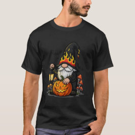 Halloween-kabouter Basic Donkere T-Shirt