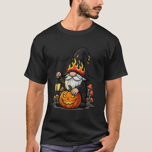 Halloween-kabouter Basic Donkere T-Shirt (Voorkant)