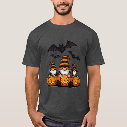 Halloween-kabouter Basic Donkere T-shirt (Voorkant)