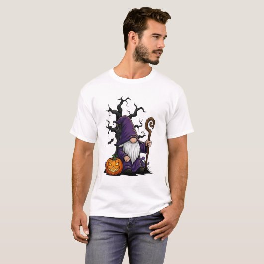 Halloween-kabouter Basic T-shirt (Voorkant volledig)