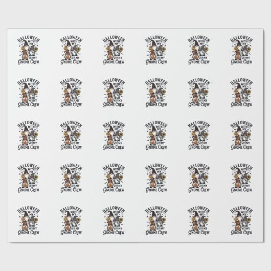 Halloween Kabouter Crew Vintage Gravure Shirt_1 Cadeaupapier (Vlak)