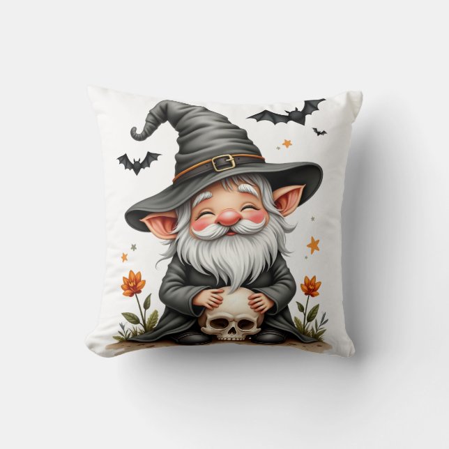 Halloween Kabouter met Schedel Kussen (Voorkant)