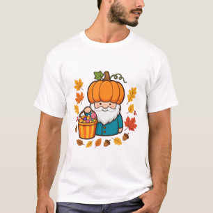 Halloween Kabouter Pompoen Hoed Cute Herfst Kunst T-shirt