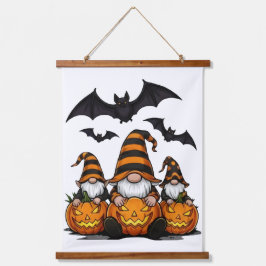 Halloween-kabouter wandtapijt met houten rand hangend wandkleed