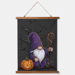 Halloween-kabouter wandtapijt met houten rand hangend wandkleed