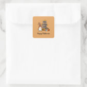 Halloween-kabouters, Herfst, Pompoenen, Halloweenf Vierkante Sticker (Tas)