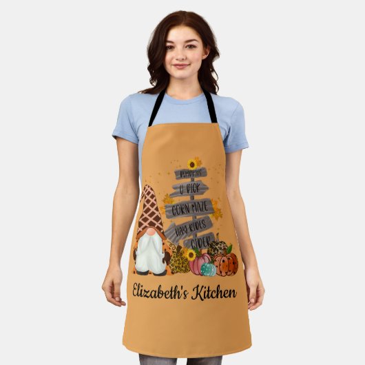 Halloween Kabouters, Herfst, Pompoenen Schort (Gedragen)
