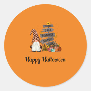 Halloween-kabouters, Oranje, Herfst Halloween-fees Ronde Sticker