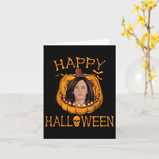 Halloween Kamala Harris Grappige Kerst 2023 Pumpk Kaart (Gele Bloem)