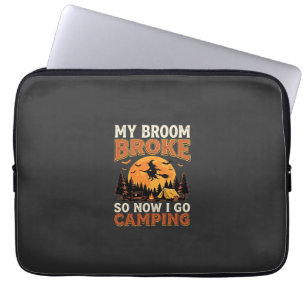 Halloween Kampeer Bezem Vintage Horror Design Laptop Sleeve