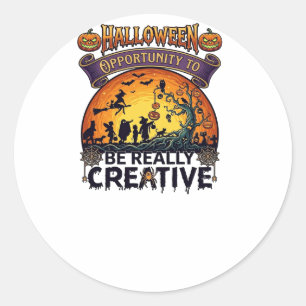 Halloween Kans Om Echt Creatief Heks Te Zijn Ronde Sticker