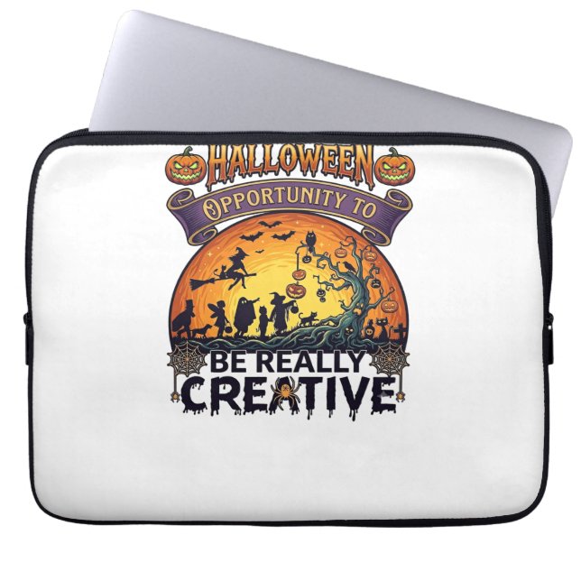 Halloween Kans Om Echt Creatief Heks Tre Laptop Sleeve (Voorkant)