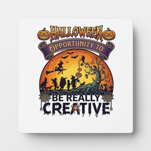 Halloween Kans Wees Echt Creatief Heks Boom Fotoplaat (Voorkant)