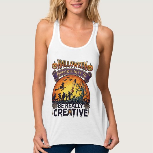Halloween Kans Wees Echt Creatief Heks Boom Tanktop (Voorkant)