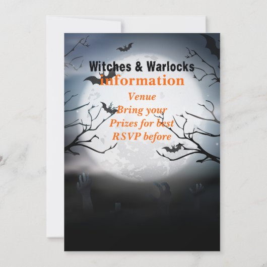 Halloween kantoor party aanpasbare uitnodiging (Achterkant)