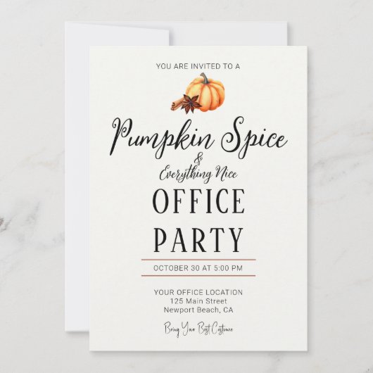 Halloween Kantoor Party Fun Team Pompoen Spice Nic Kaart (Voorkant)