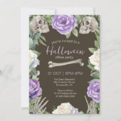 Halloween Kantoor Party Rozen en schedels Kaart (Voorkant)