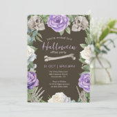 Halloween Kantoor Party Rozen en schedels Kaart (Staand voorkant)