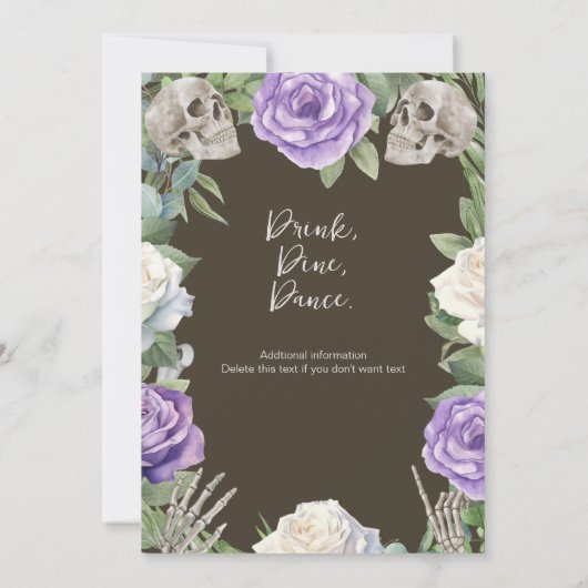 Halloween Kantoor Party Rozen en schedels Kaart (Achterkant)